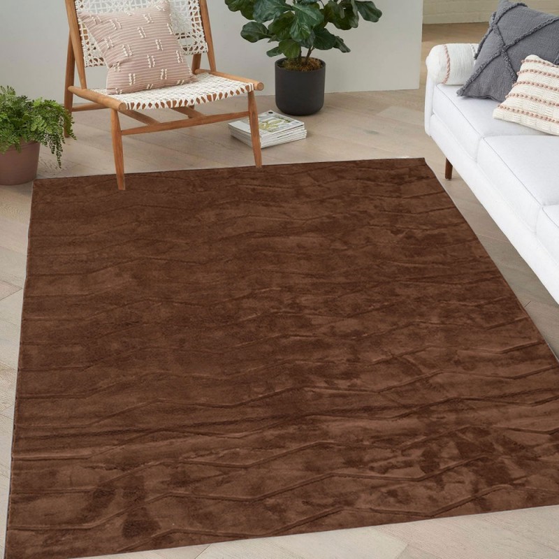 Γούνινο Χαλί Ανάγλυφο "COZY' Μονόχρωμο Καφέ 160x210cm MSC-001-BR-160