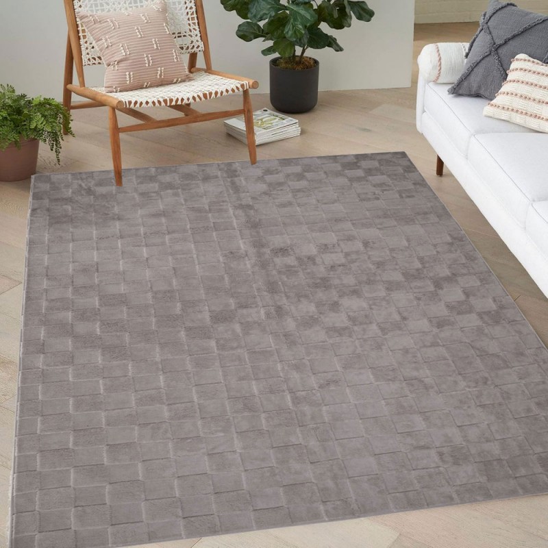 Γούνινο Χαλί Ανάγλυφο "COZY' Μονόχρωμο Γκρί 120x160cm MSC-002-GR-120