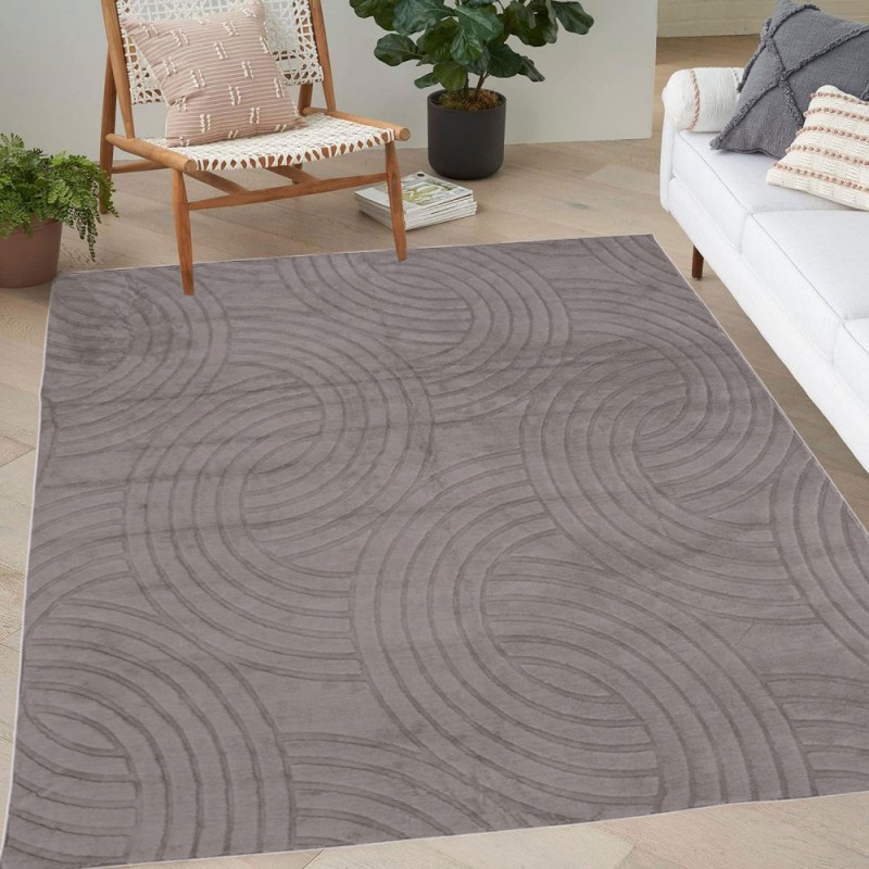 Γούνινο Χαλί Ανάγλυφο "COZY' Μονόχρωμο Γκρί 160x210cm MSC-004-GR-160