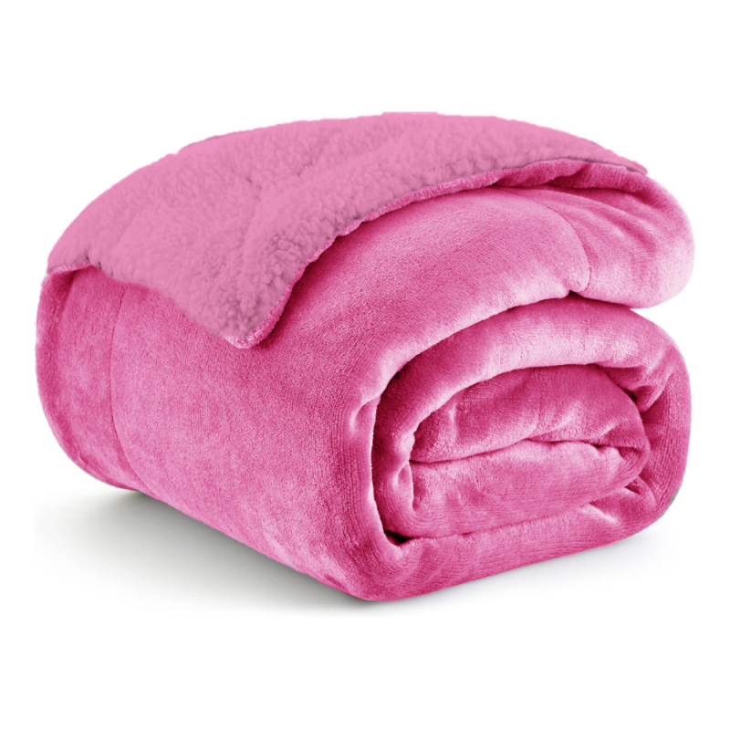 1+1 ΔΩΡΟ Κουβέρτα Υπέρδιπλη Flannel Sherpa 220X240 Σομόν BL003