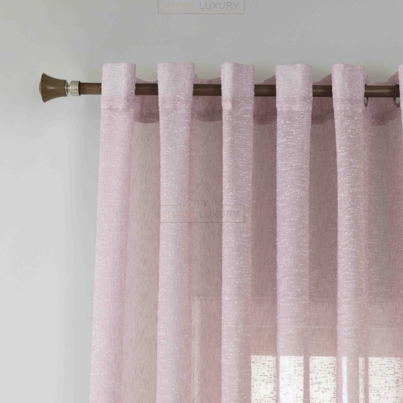Κουρτίνα Ημιδιάφανη Λινή Ροζ Με Κρίκο 270x290cm A6023-10