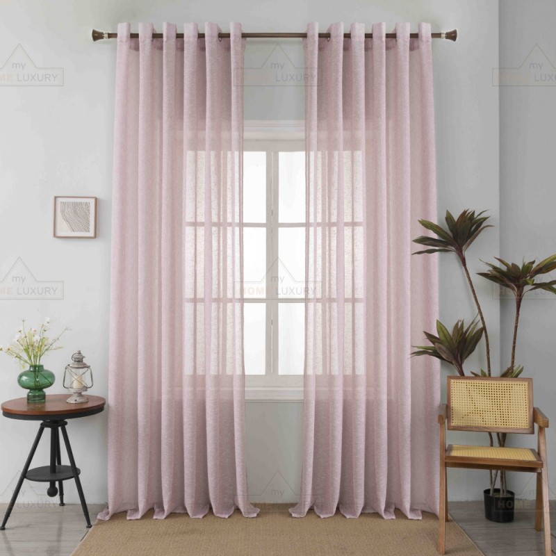 Κουρτίνα Ημιδιάφανη Λινή Ροζ Με Κρίκο 270x290cm A6023-10