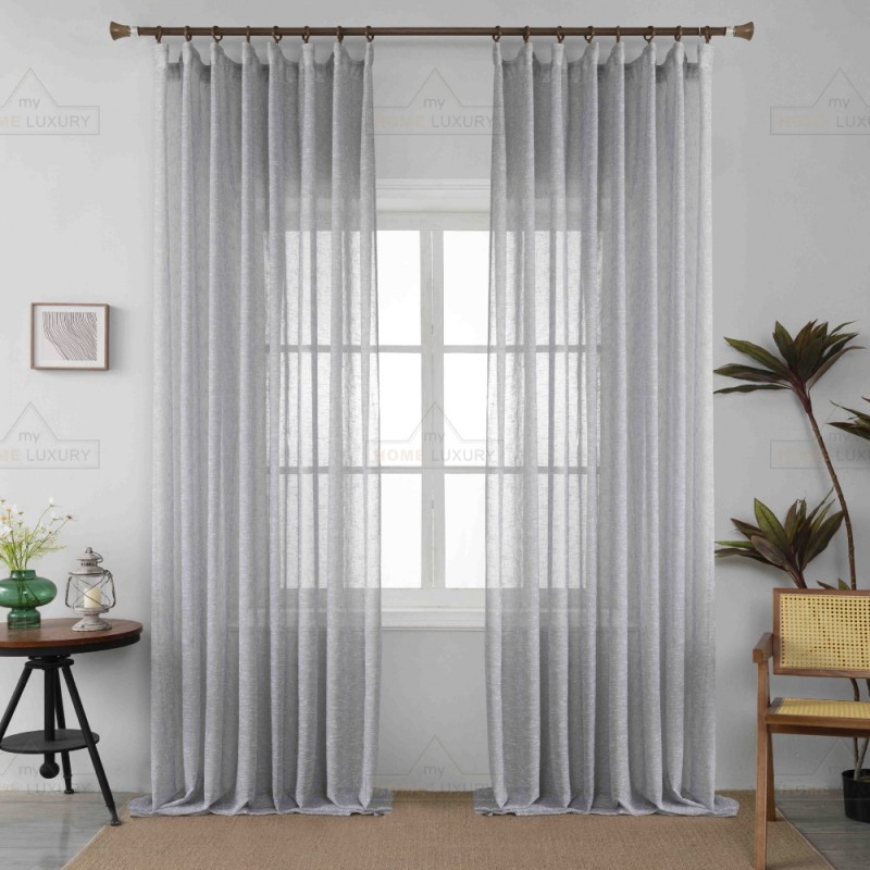 Κουρτίνα Ημιδιάφανη Λινή Γκρι Με Τρέσα 270x300cm 6023-43