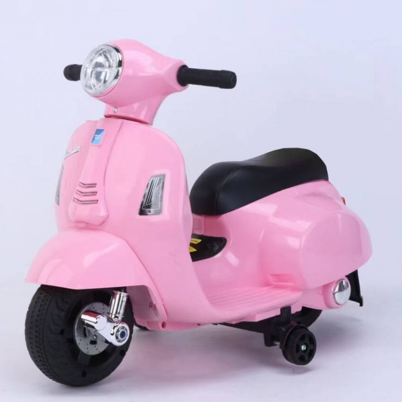 Ηλεκτροκίνητη Μηχανή Vespa με , Φώτα LED και μουσική  Licensed original 6V Ρόζ  Q518 PINK