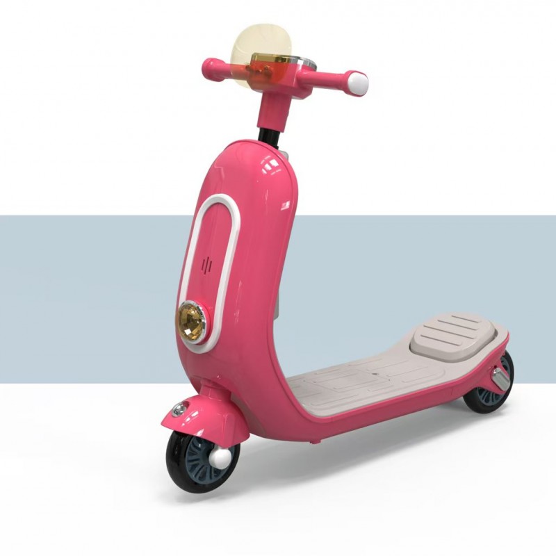 Παιδικό Πατίνι τύπου Vespa με Μουσική, Φώτα & LED Τροχούς – Ρυθμιζόμενο Τιμόνι για Παιδιά 2+ Ροζ 6611-PINK