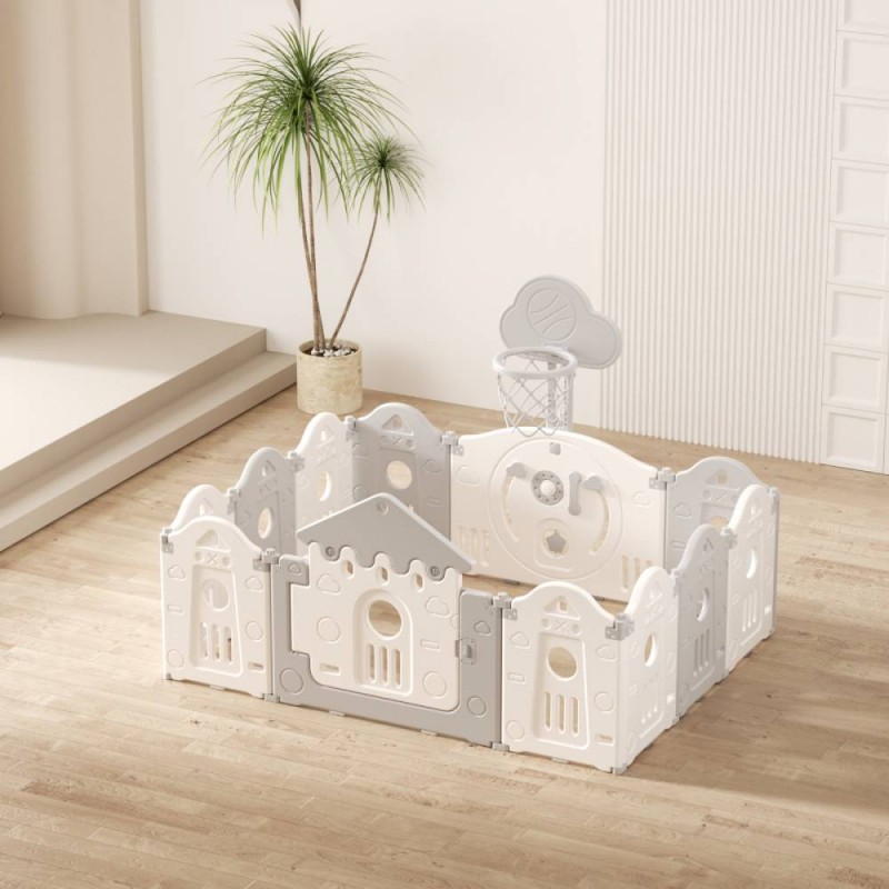 120x160x58 Πλαστικός Φράχτης Παιχνιδιού Castle με Μπασκέτα Γκρι CP002-GR