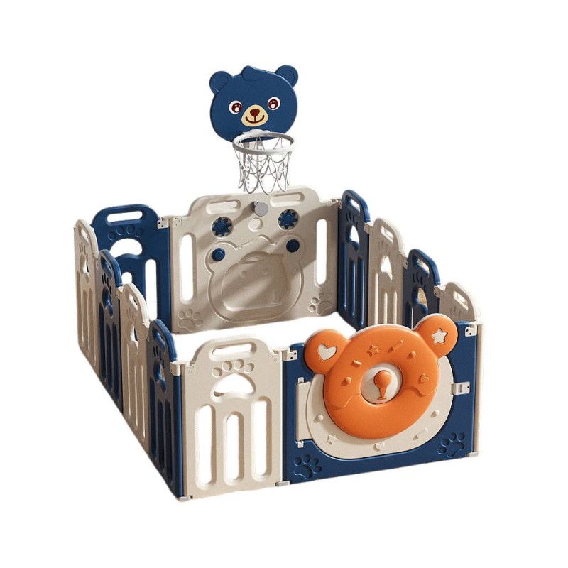 123x163x61 Πλαστικός Φράχτης Παιχνιδιού Captain Bear με Μπασκέτα Μπλε QD085-BLU