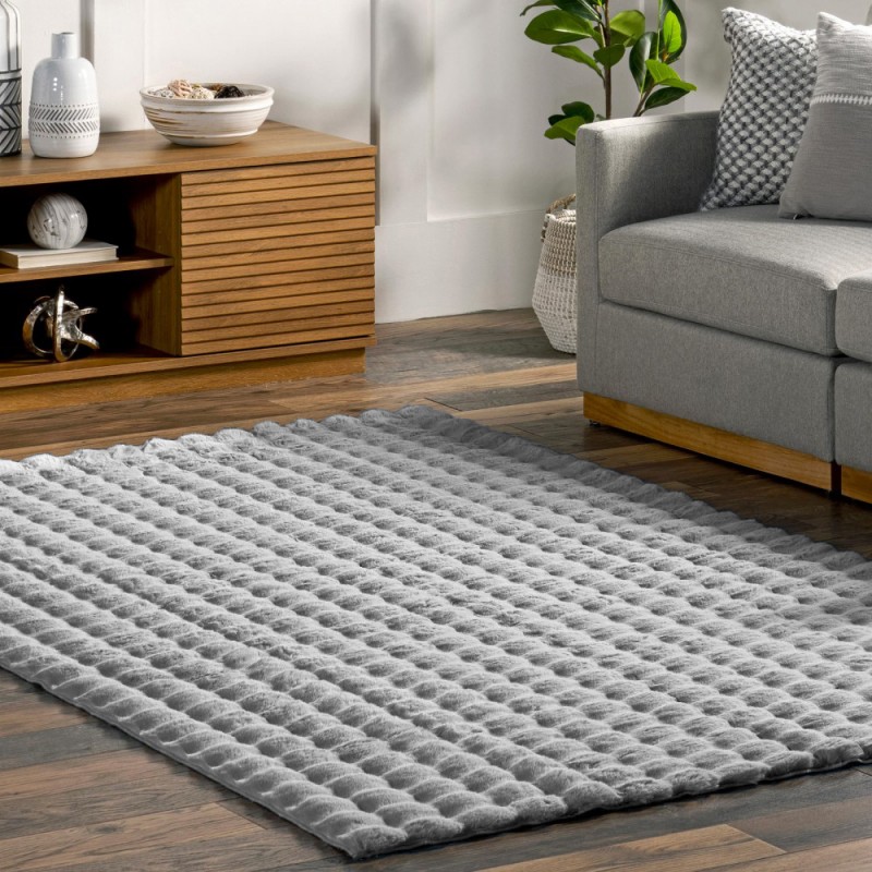 Γούνινο Χαλί Rabbit Bubble Μονόχρωμο Γκρί RBTBU-GR - 160X210CM