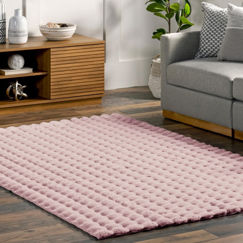 Γούνινο Χαλί Rabbit Bubble Μονόχρωμο Ροζ-Πούδρα RBTBU-PN - 160X210CM
