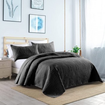 Σετ Κουβερλί (3τμχ) 100% Βαμβακερά Μαύρο 220x240cm  BCS-019