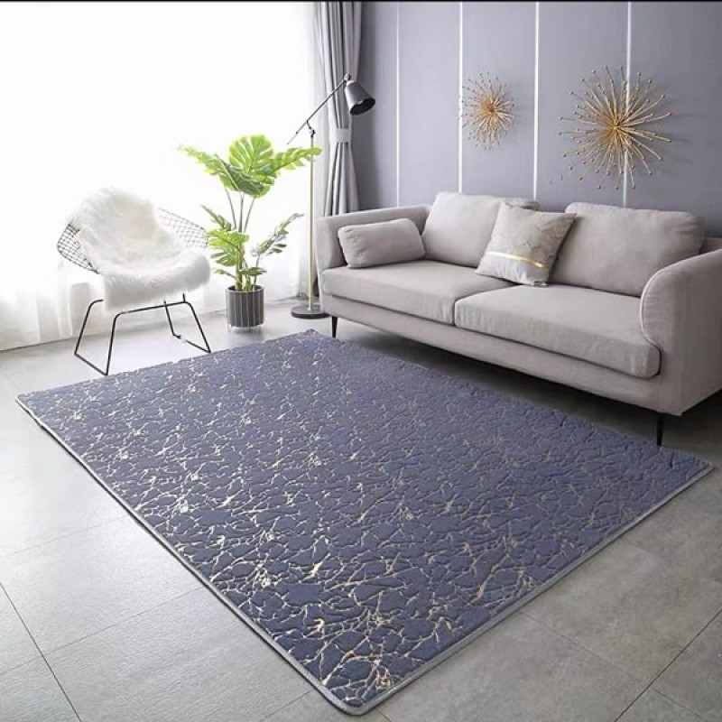 Γούνινο Χαλί Soft Faux Rabbit Μπλε - Χρυσό 200x290cm MAR-BLU-200